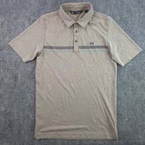 Travis Mathew Polo Small Brown Solid Short Sleeve Golf Shirt Pima Cotton Poly